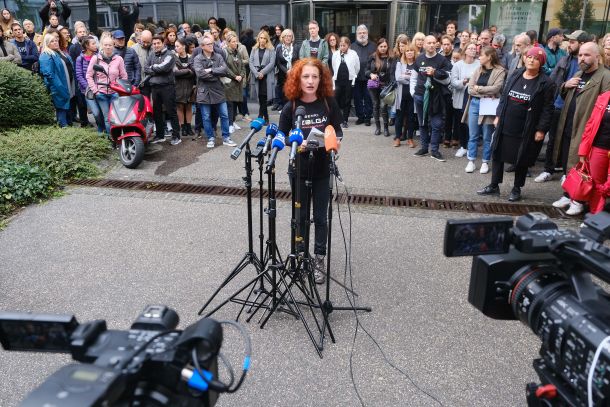 Današnja novinarska konferenca ob stavki zaposlenih na RTV Slovenija