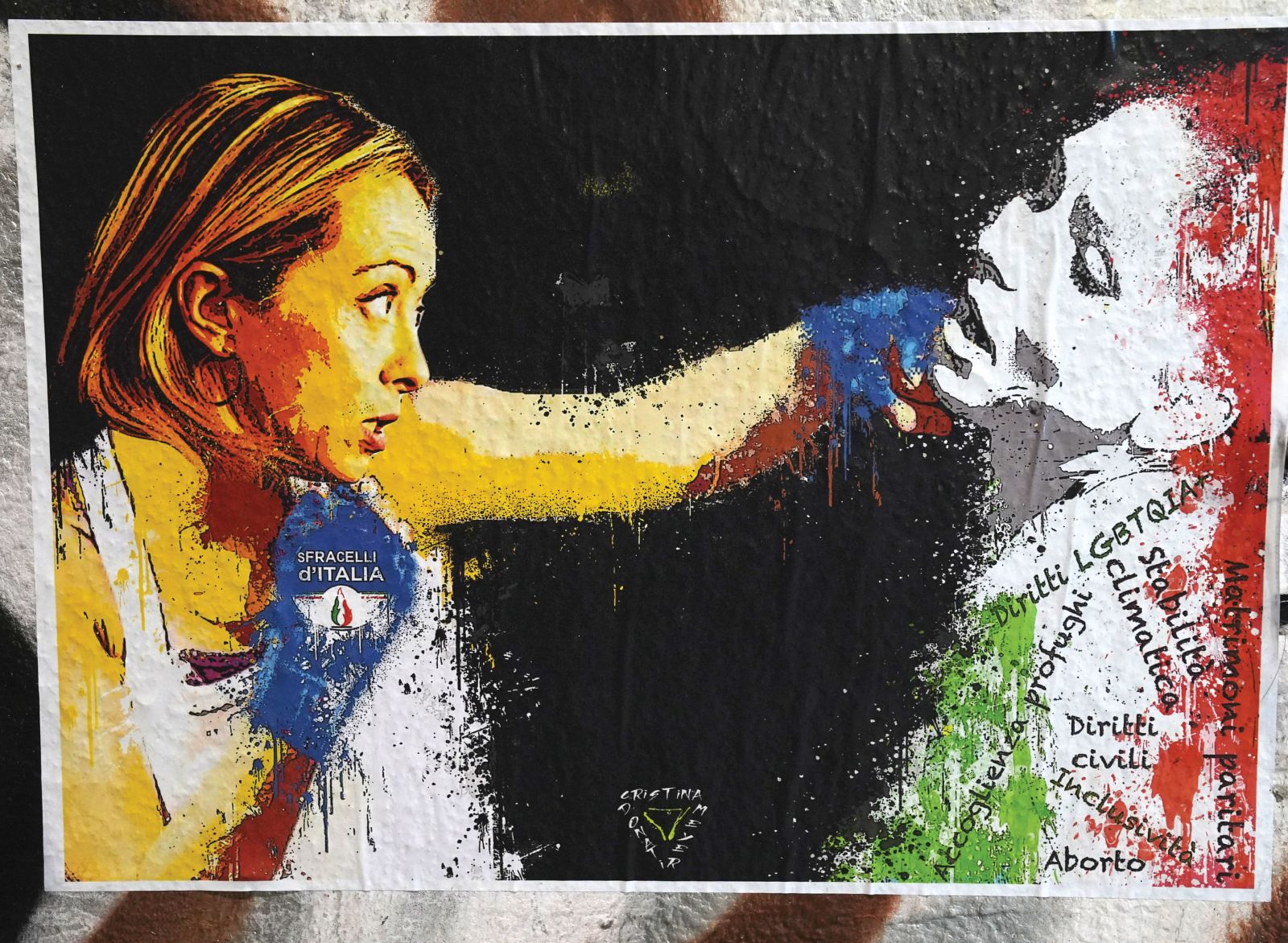 Razbijalci Italije (Sfracelli d’Italia): Reakcija ulične umetnosti v Milanu na zmago stranke Bratje Italije (Fratelli d’ Italia)