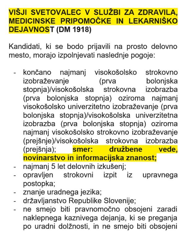 Potrebno znanje in izkušnje