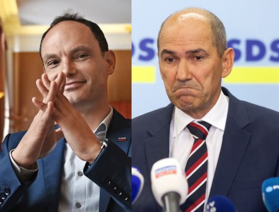 Anže Logar (poslanec SDS in predsedniški kandidat) / Janez Janša (predsednik SDS)