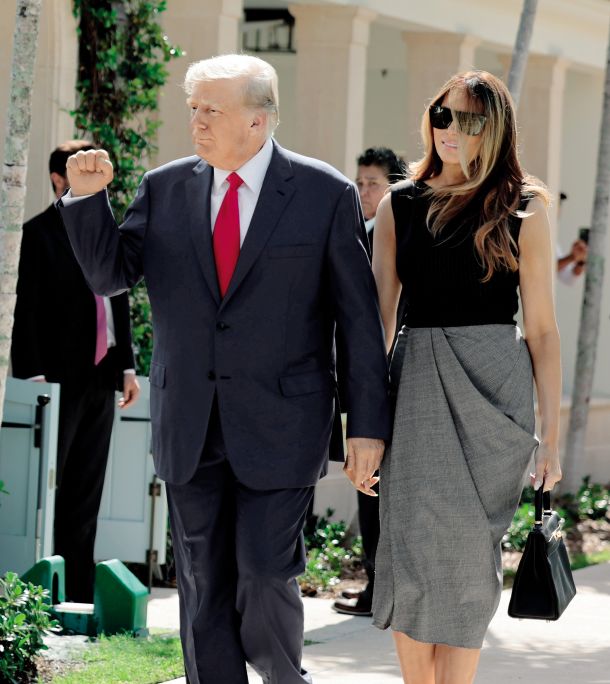 Donald Trump in Melania ob prihodu na volišče v Palm Beachu na Floridi /