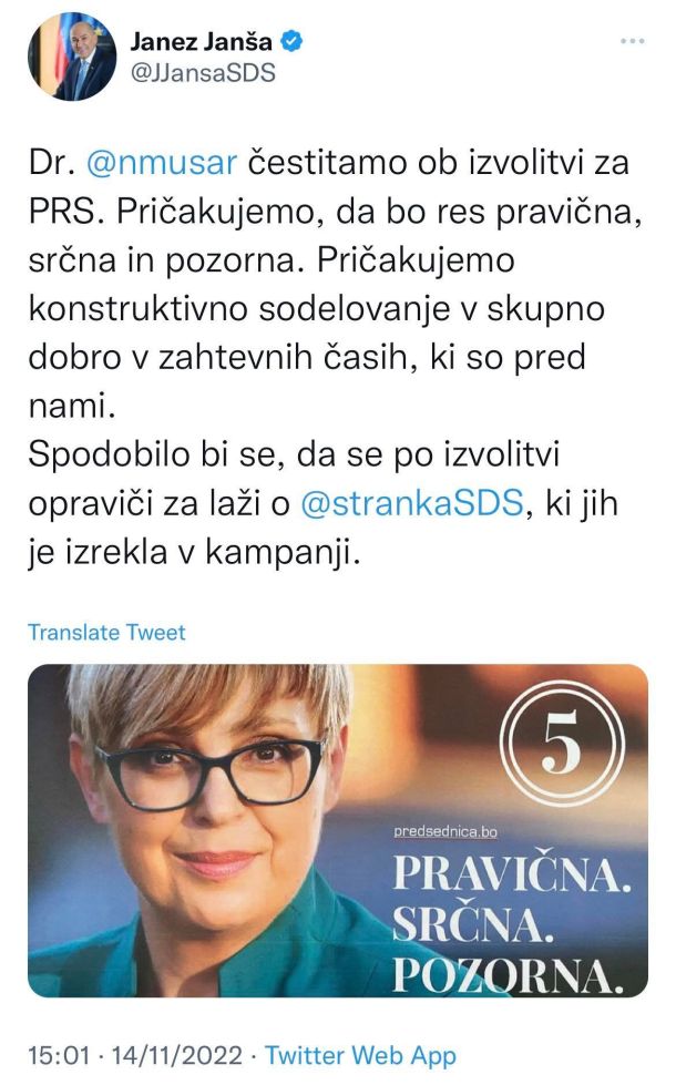 Janša spet tvita