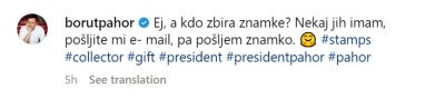 Borutov zadnji odtis na Instagramu