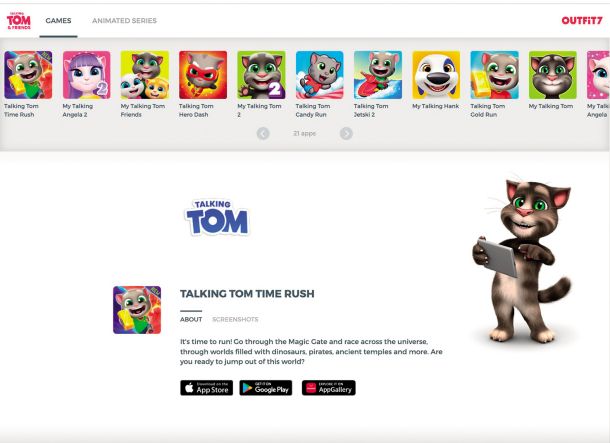 Celotna franšiza Talking Toma trenutno obsega že več kot 20 igričarskih spin-offov, ki skupno beležijo več kot 19 milijard prenosov, ne smemo pa pozabiti niti na animirane serije o Tomu in njegovih prijateljih, ki jih predvajajo tudi naše televizije.