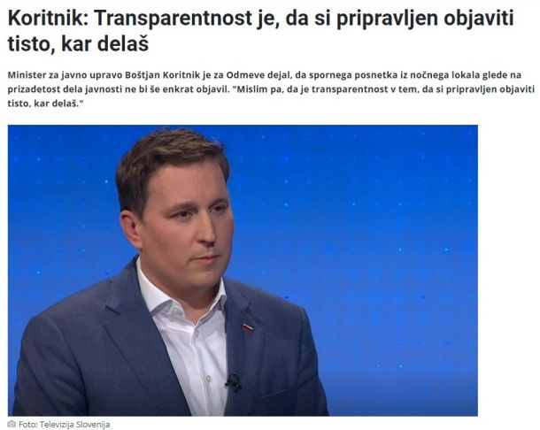 Članek na MMC RTVSLO o ministrovem nastopu v Odmevih