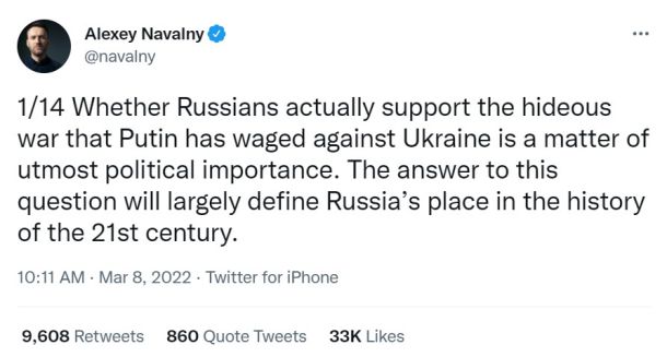 Zapis Navalnega na Twitterju