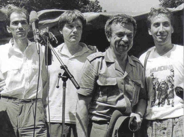 Janez Janša, David Tasič, Ivan Borštner in Franci Zavrl v času afere JBTZ