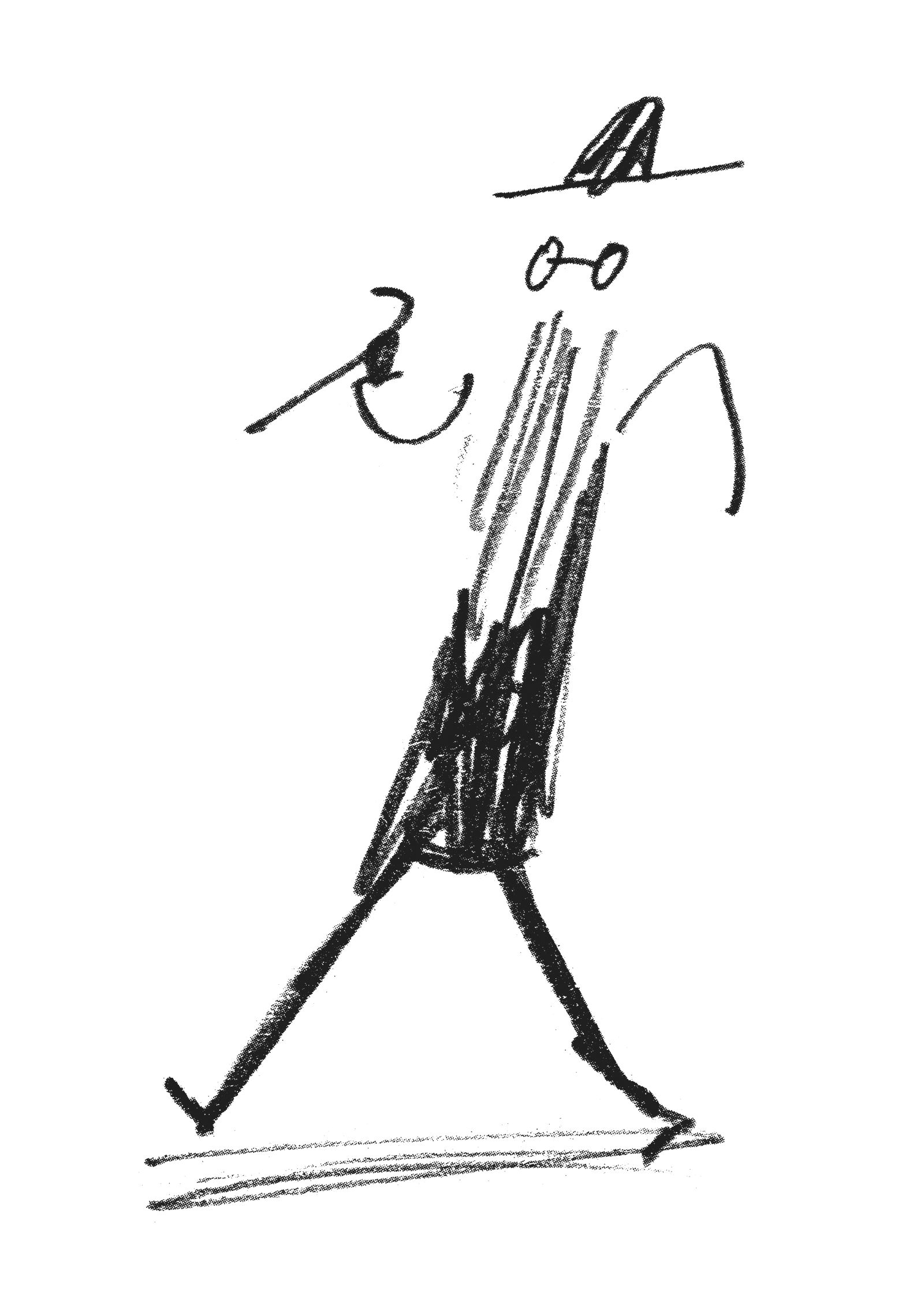 Risba, ki jo je ob stoletnici rojstva arhitekta Jožeta Plečnika prispeval za skupinsko razstavo JOŽE v Plečnikovi hiši.