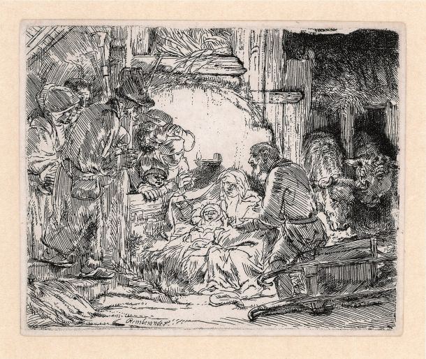 Rembrandt: Poklon pastirjev: s svetilko, 1654
