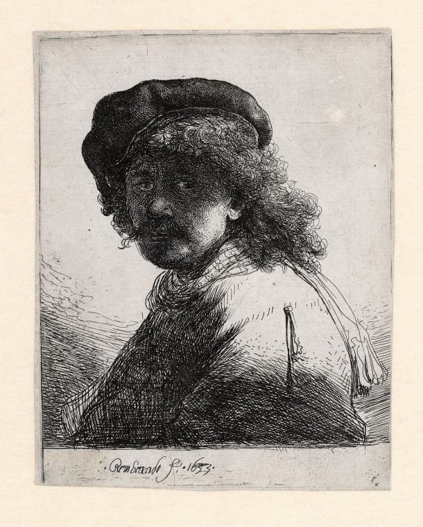 Rembrandt: Avtoportret s kapo in šalom, 1633