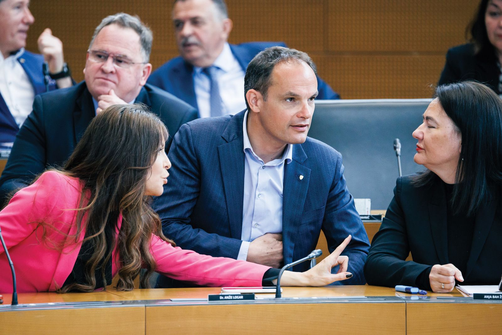 Poslanska trojka SDS: Eva Irgl, Anže Logar in Anja Bah Žibert