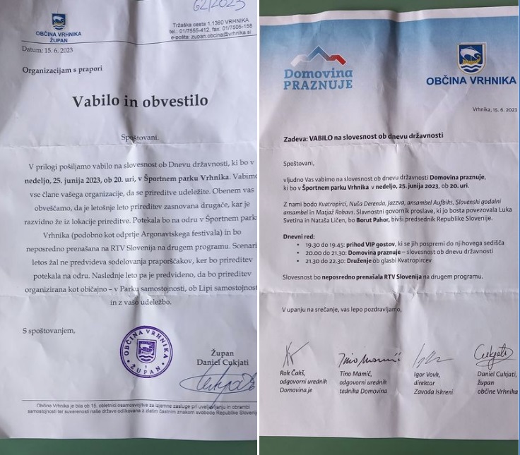 Dve vabili na dogodek: Domovina, RTV Slovenija in občina Vrhnika so združili moči