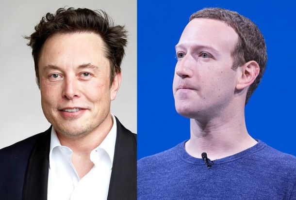 Prvi mož Twitterja Elon Musk in Mark Zuckerberg. prvi mož Facebooka oziroma Mete