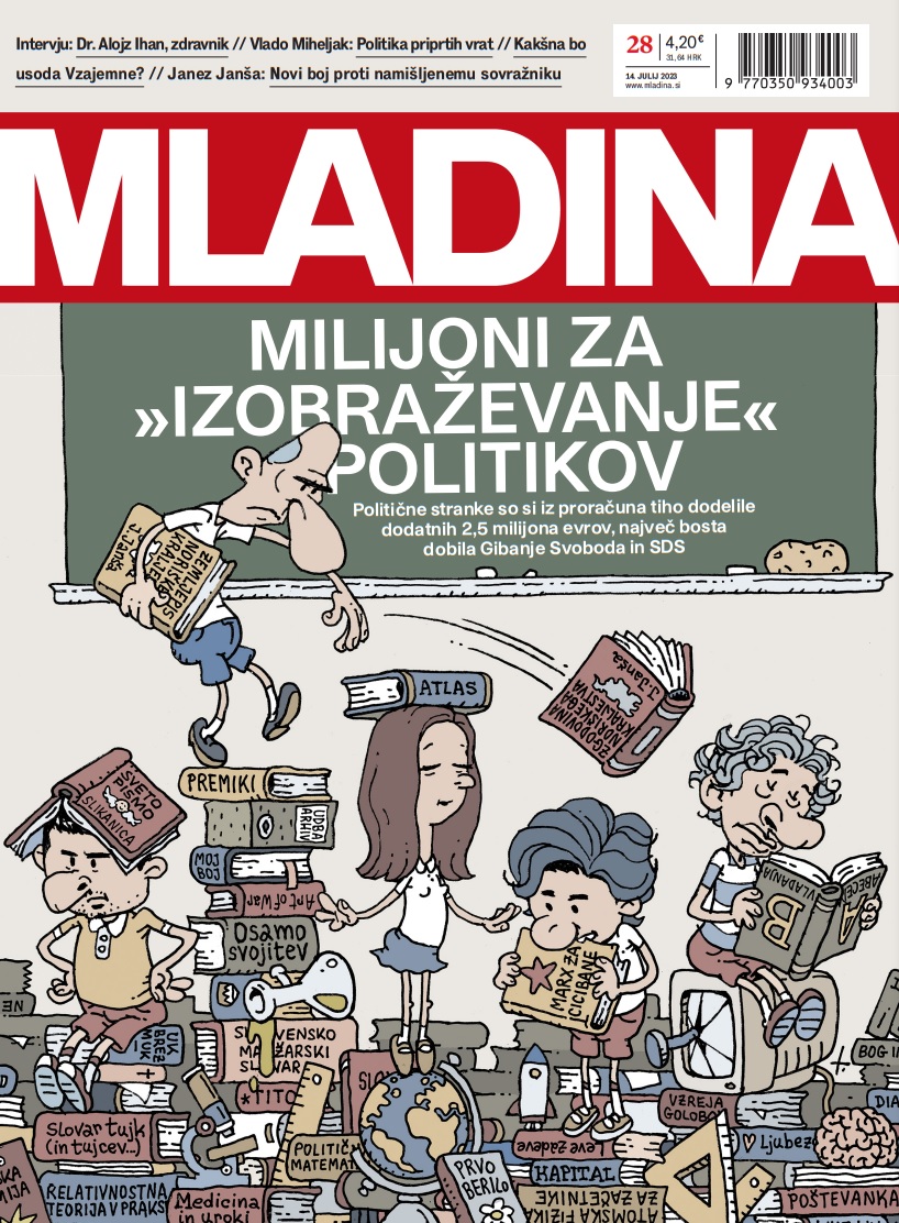 Naslovnica nove Mladine / MILIJONI ZA »IZOBRAŽEVANJE« POLITIKOV