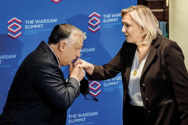 Marine Le Pen in Viktor Orbán, predstavnika »moderne« skrajne evropske desnice 