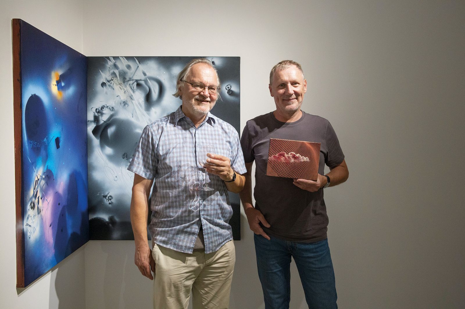 Čas na poti, skupinska razstava umetnikovGalerije Bažato; Milan Erič in Aleksij Kobal; LJ | Borut Krajnc