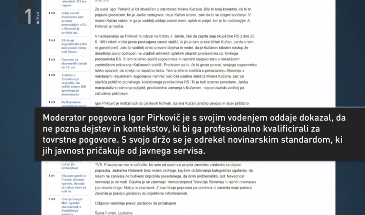 Grafika v oddaji Arena: Pirkovič polemizira s Kučanom
