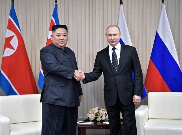 Kim Jong-un in Vladimir Putin na srečanju leta 2019 