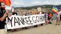 Protest proti prihodu ameriške letalonosilke v Trst 