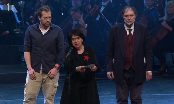 Jaša Jenull, Svetlana Makarovič in Boris A. Novak na letošnji Prešernovi proslavi
