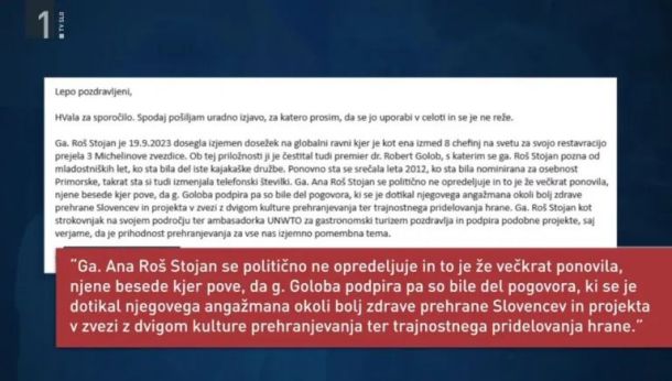 TV Dnevnik in demanti: Ana Roš Stojan razkrije, da je bila zmanipulirana