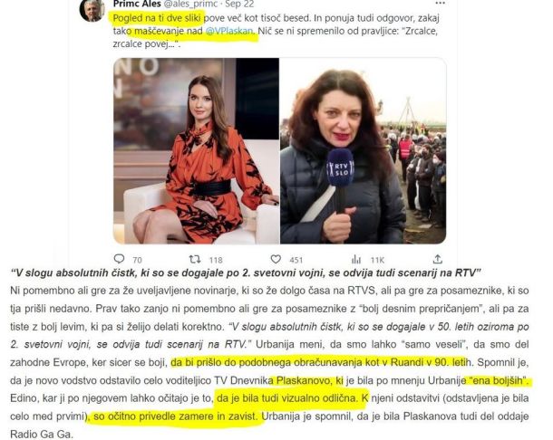 Urbanija in Primc: gre za maščevanje vizualno neodličnih nad vizualno odličnimi (tviter in Nova24TV)