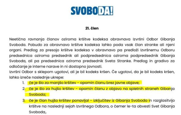 21. člen Etičnega kodeksa je jasen v proceduri, kdaj in kako steče izključitev