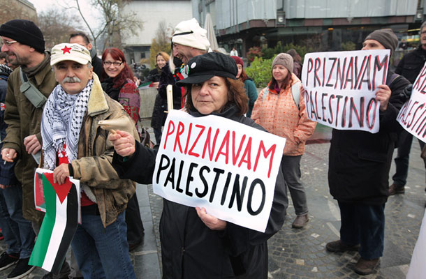 Protest za priznanje Palestine pred Državnim zborom v Ljubljani leta 2014