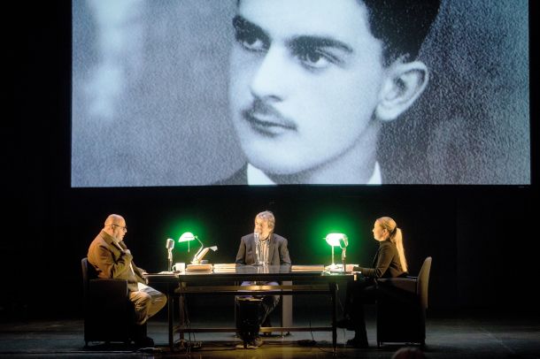 Matjaž Berger, Vlado Vrbič in Andreja Kopač; zaključek Kajuhovega leta 2023, Anton Podbevšek Teater, NM
