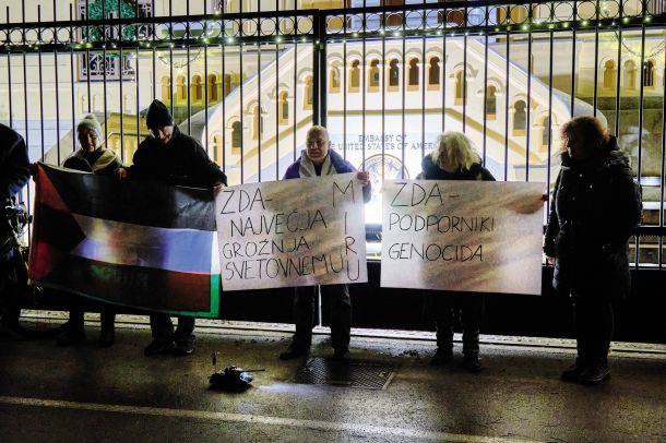Protest v podporo Palestini pred veleposlaništvom ZDA, LJ