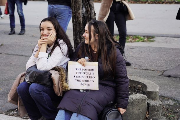 Protest študentov v Beogradu 