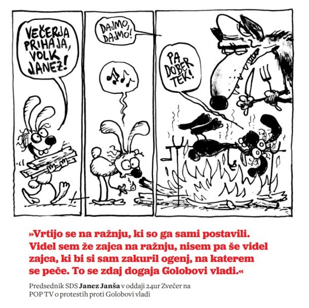 Lavričeva karikatura v rubriki IZJAVA TEDNA v aktualni številki tednika Mladina