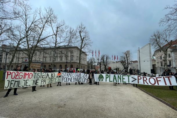 Podnebni štrajk na Kongresnem trgu v Ljubljani
