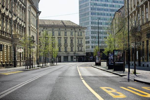 Čudež: Prazne ceste v Ljubljani (6. april 2020, zaprtje zaradi epidemije