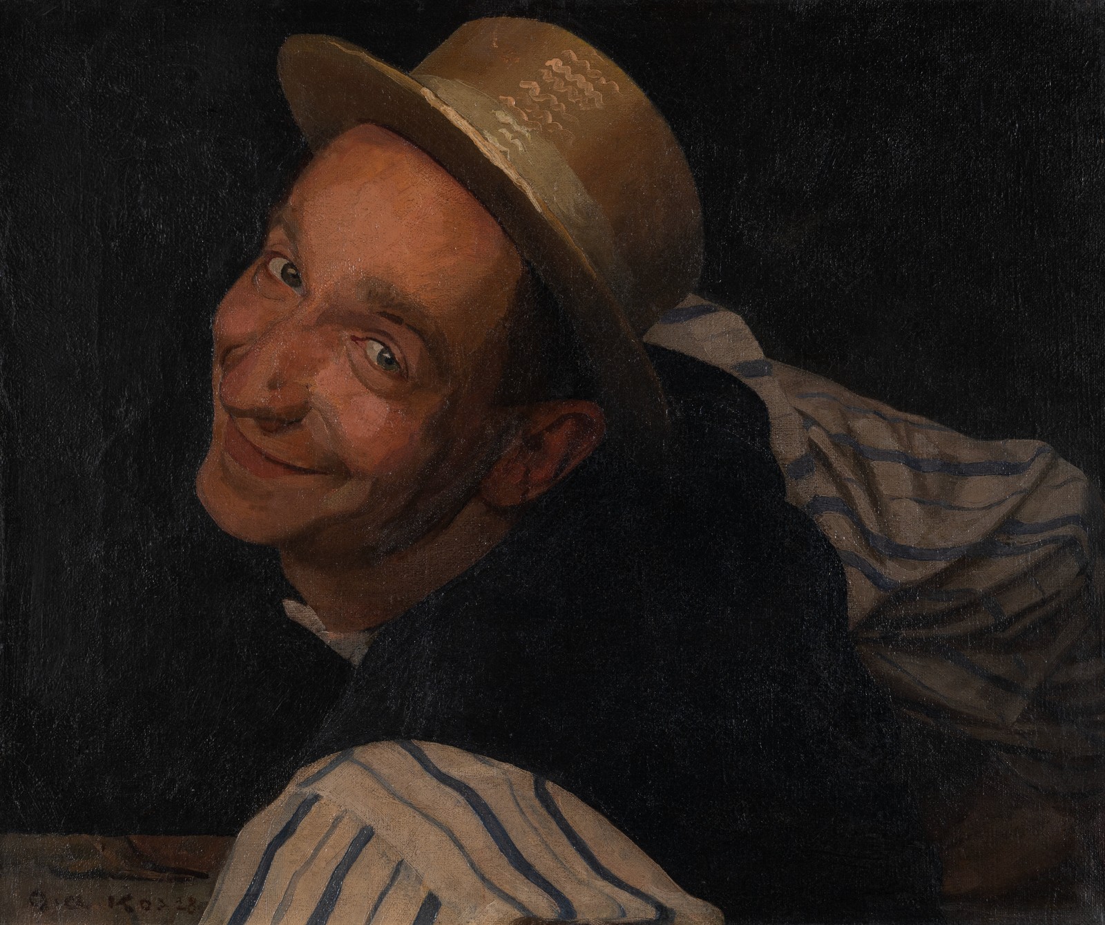 Gojmir Anton Kos (1896‒1970), Avtoportret s slamnikom, 1928 | Umetniška zbirka Kroples