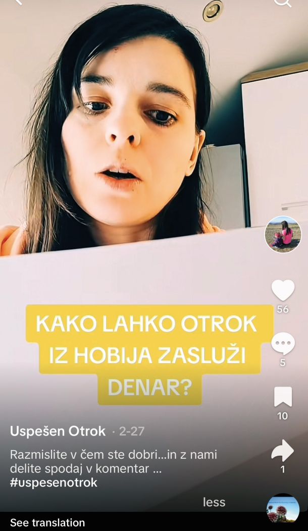 Maja Andolšek na profilu Uspešen Otrok objavlja videe, namenjene »vzgoji otrok v podjetniškem duhu«. 