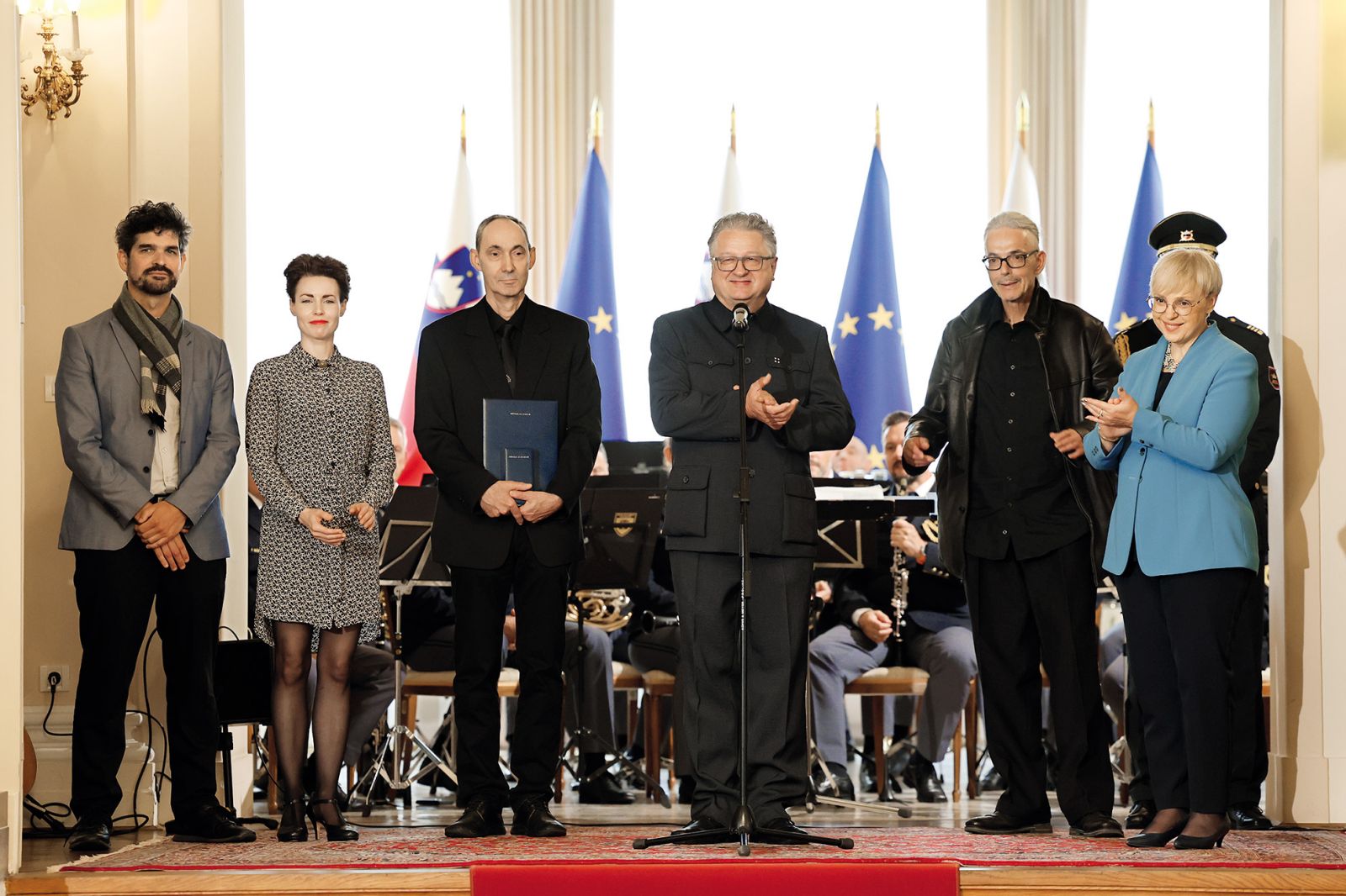 Predsednica RS Nataša Pirc Musar pred dnevom Evrope podeli odlikovanje RS glasbeni skupini Laibach, LJ | Borut Krajnc