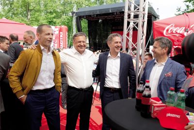 Aleksander Čeferin, Zoran Janković, Robert Golob in Tomaž Vesel na športnih igrah mladih