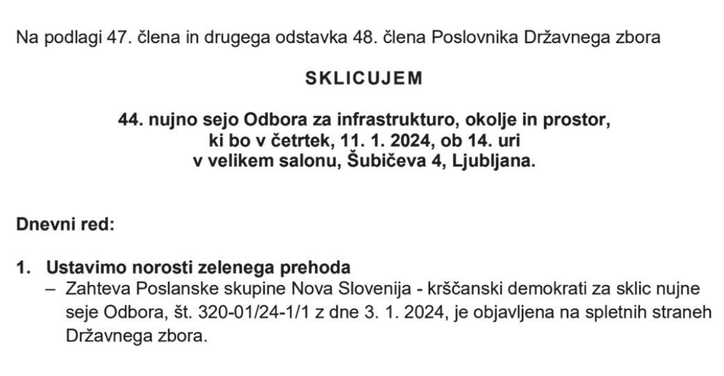 V četrtek je bila zaradi predloga energetskega zakona sklicana nujna seja resornega parlamentarnega odbora. Njen naslov? Ustavimo norosti zelenega prehoda.
