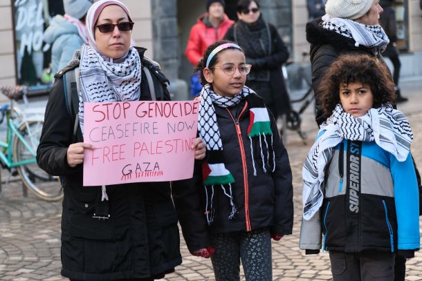 Sobotni protest pred Pritličjem v Ljubljani ob globalnem dnevu solidarnosti z Gazo