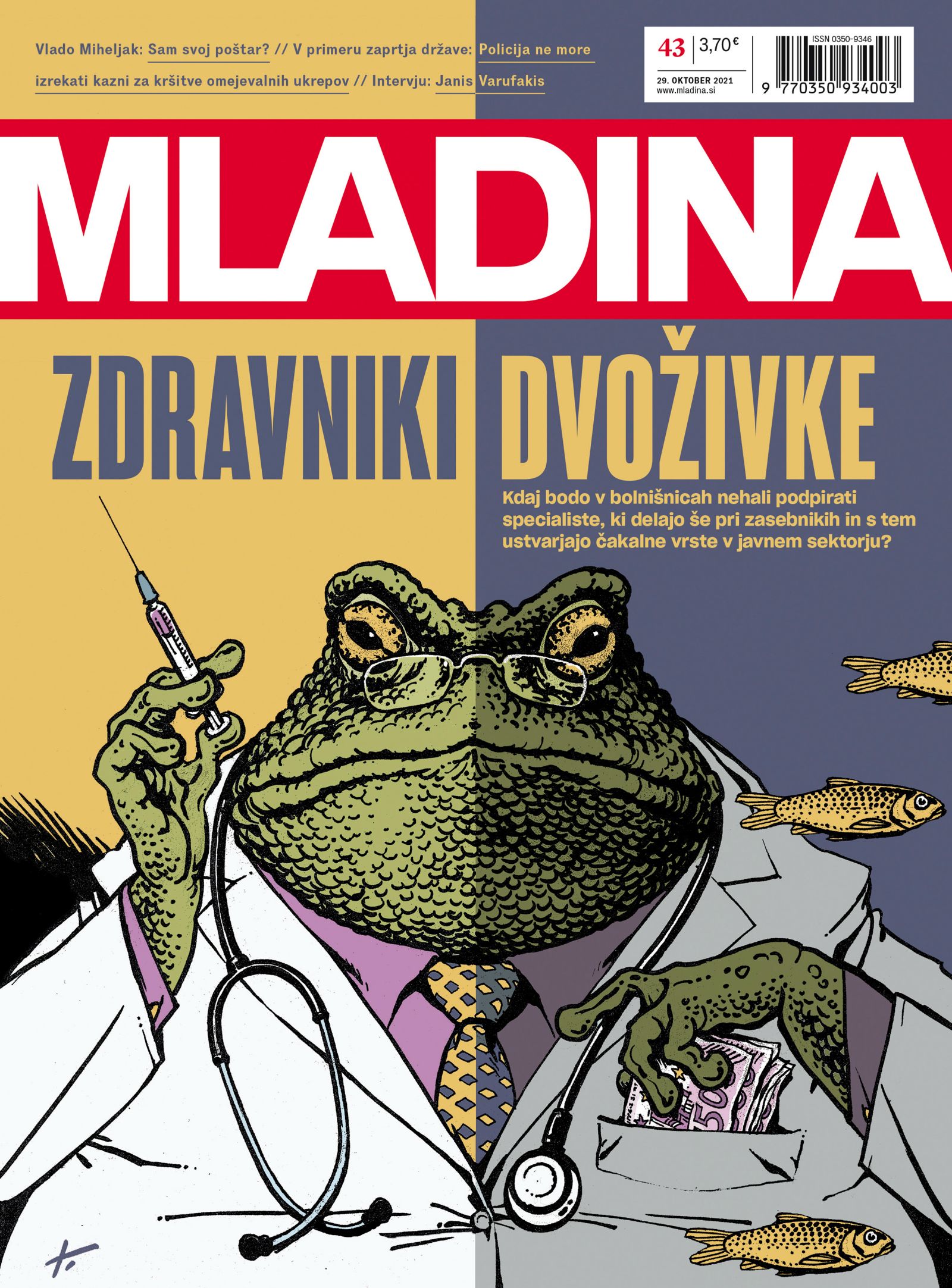 Naslovnica Mladine, ki je leta 2021 razburila zdravnike. Današnja naslovnica jim ponuja roko sprave