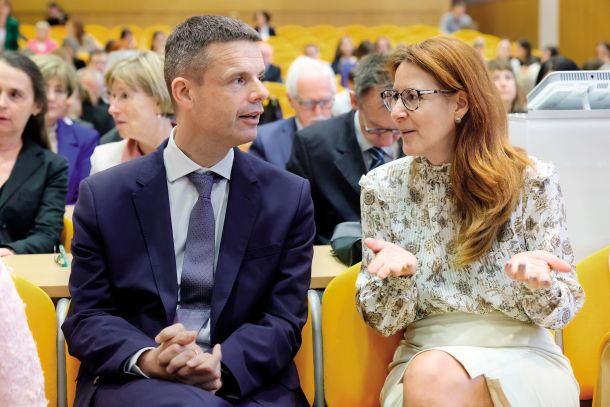 Novi predsednik evropskega sodišča za človekove pravice Marko Bošnjak in pravosodna ministrica Andreja Katič 