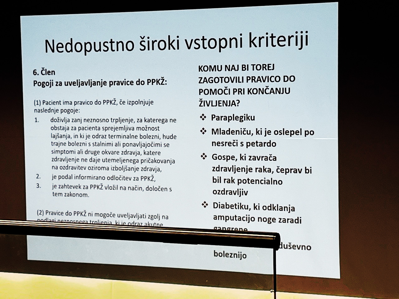 Ena od prosojnic s skoraj peturnega seminarja pri izbirnem predmetu iz medicinske humanistike, ki je prejšnji teden potekal na ljubljanski Medicinski fakultetii