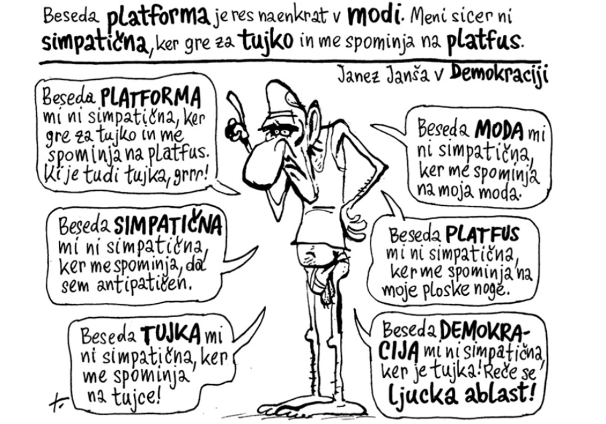 Janez Janša /  »Ta beseda je res naenkrat v modi. Meni sicer ni simpatična, ker gre za tujko.«