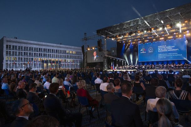 Državna proslava ob dnevu državnosti na Trgu republike v Ljubljani, leta 2021.