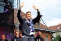 Benjamin Šeško na častnem sprejemu nogometne reprezentance na Kongresnem trgu v Ljubljani