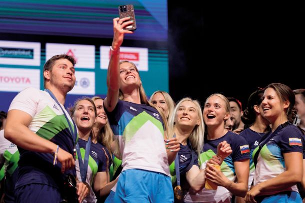 Olimpijski prvakinji Janja Garnbret in Andreja Leški, podprvak Toni Vodišek ter člani olimpijske reprezentance Slovenije Pariz 2024, sprejem, Kongresni trg, LJ