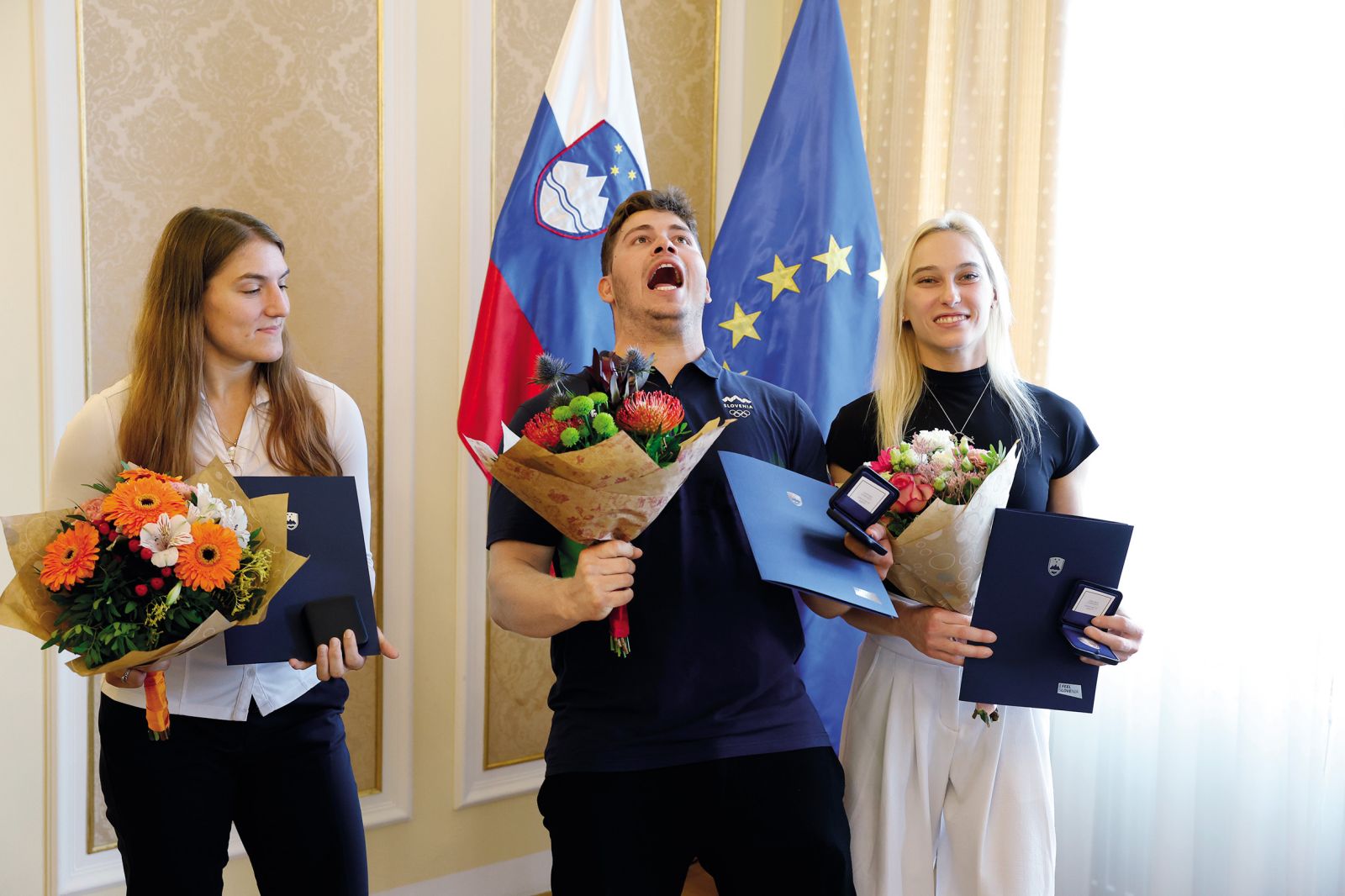 Podelitev nagrad dobitnicama in dobitniku medalj na olimpijskih igrah v Vili Podrožnik | Borut Krajnc
