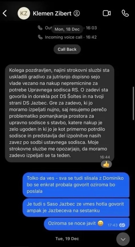 Žibertov SMS, ki ga je objavil portal N1: zadevo je treba izpeljati nujno, je zapisal