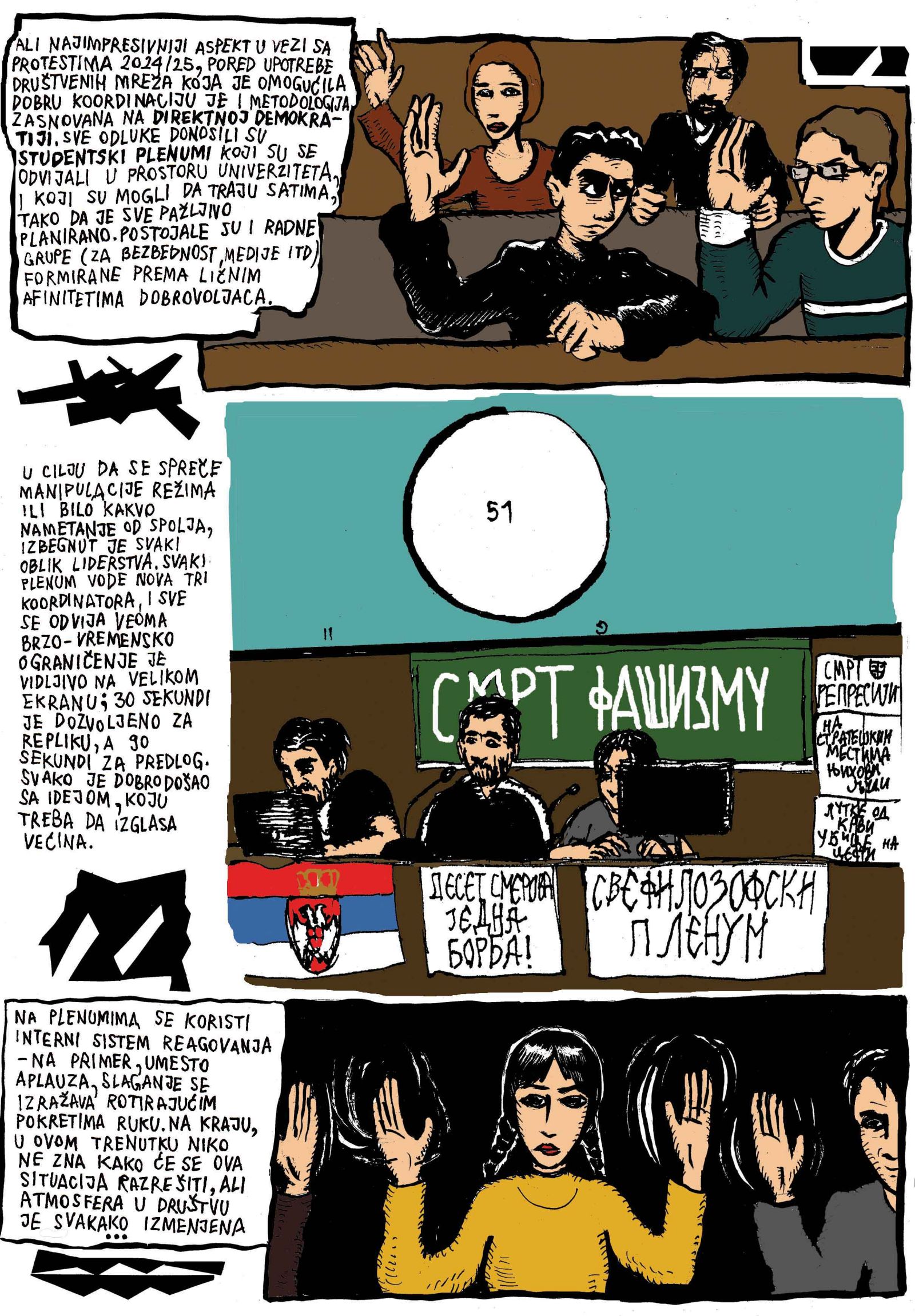 Strip o študentskih protestih v Beogradu